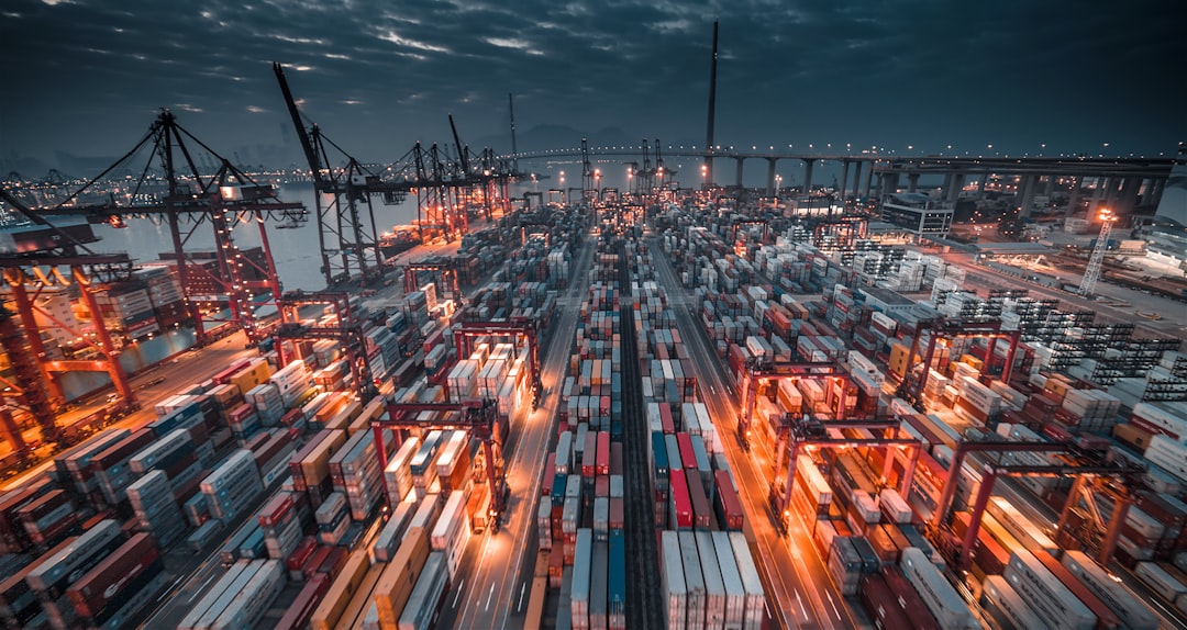 Lot of cargo freight containers in the Hong Kong sea port